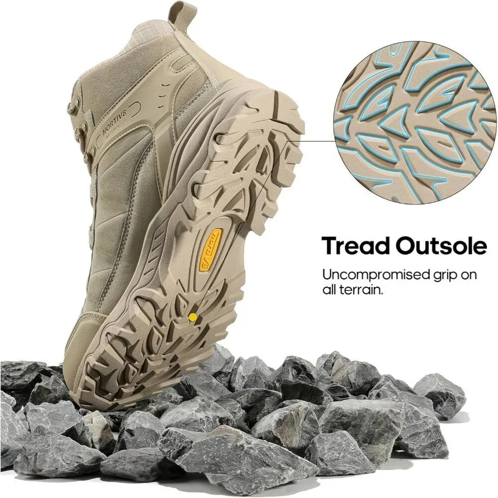 NORTIV 8 Men's Waterproof Hiking Boots Mid Trekking Mountaineering Shoes Sand